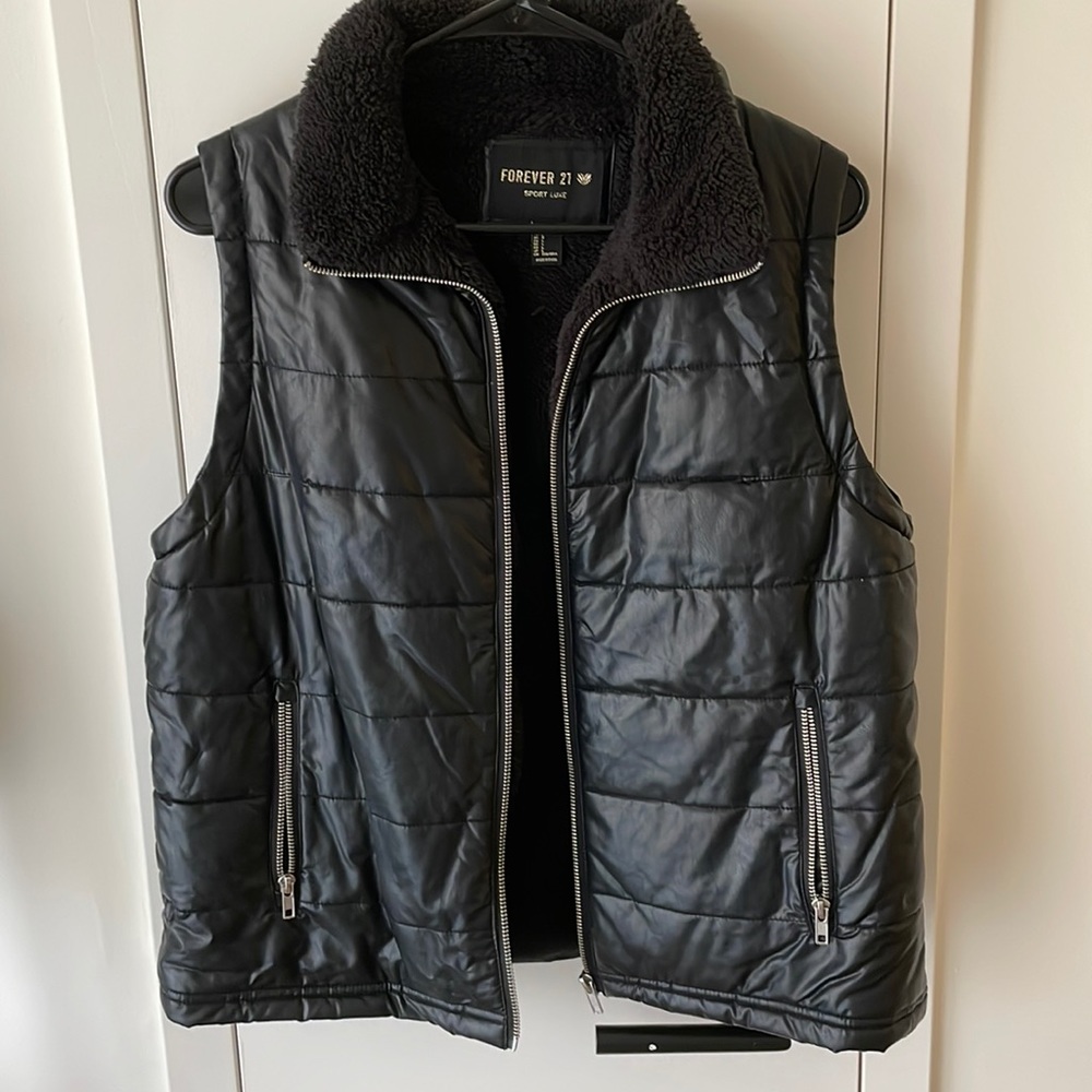 Black leather vest